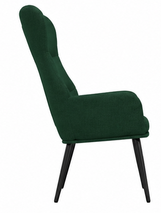 relaxační křeslo, odpočinkové, dřevo/kov/textil, 96x68x79 cm, nohy černé/tmavě zelená, KR20260059