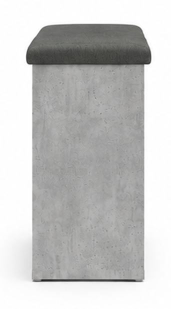 skříňka na boty, botník s polstrováním, lavice, sedací, police, dřevo/látka, 52x63x32 cm, beton šedá/šedá, BS20260012
