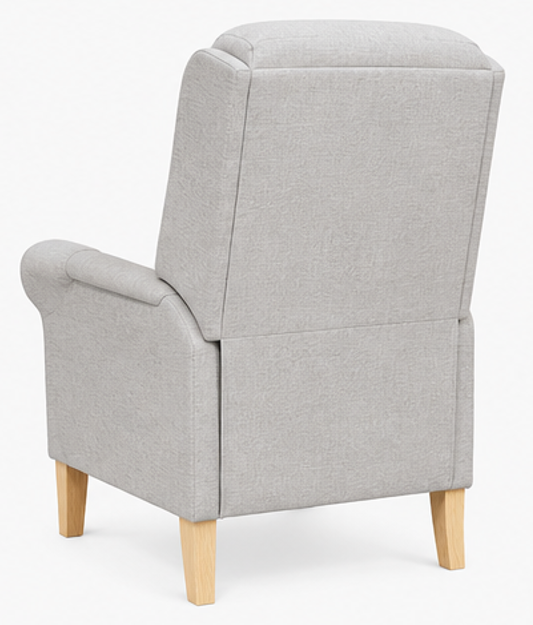 relaxační křeslo, odpočinkové, ušák, dřevo/textil, 101x95x75 cm, přírodní/šedá oblačná, KR20260043