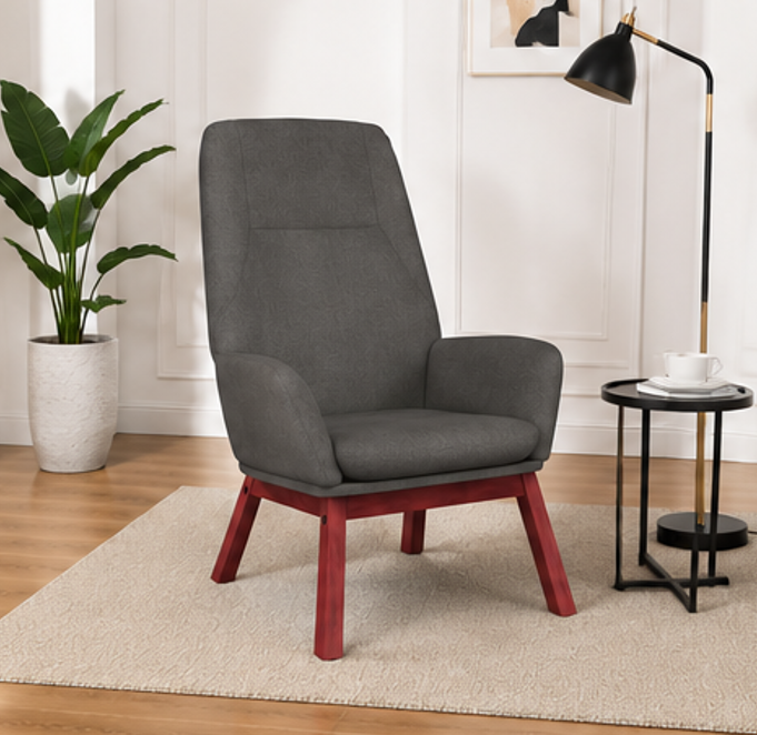 relaxační křeslo, odpočinkové, masivní kaučukovník/kov/textil, 95x76x71 cm, nohy tmavé/tmavě šedá, KR20260082