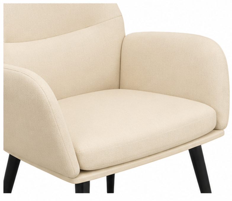 relaxační křeslo, odpočinkové, dřevo/kov/textil, 96x68x79 cm, nohy černé/krémová, KR20260057