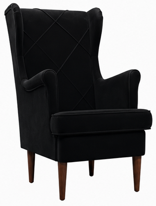 relaxační křeslo, ušák, odpočinkové, dřevo/kov/samet, 102x78x66 cm, nohy tmavé/černá, KR20260075