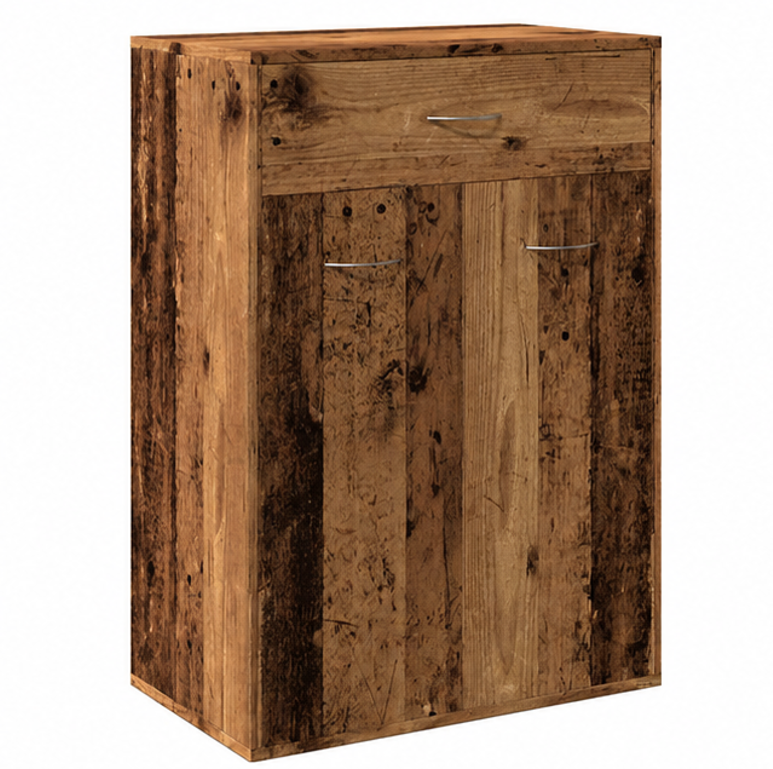 skříňka na boty, botník, 1 zásuvka, 2 dvířka, dřevo, 85x61x36 cm, staré dřevo, BB20260066