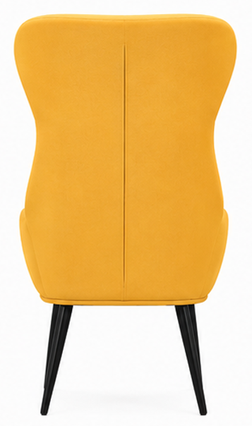 relaxační křeslo, odpočinkové, dřevo/kov/textil, 96x68x79 cm, nohy černé/hořčicově žlutá, KR20260061