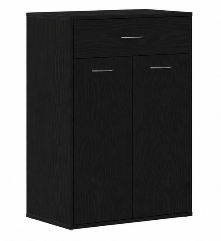 skříňka na boty, botník, 1 zásuvka, 2 dvířka, dřevo, 85x61x36 cm, černý dub, BB20260068