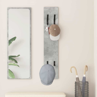 věšák, nástěnný, 1 prkno, háčky, kompozitní dřevo, 100x20x1,5 cm, beton šedá, TK20260016