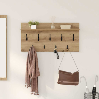 věšák, nástěnný, 1 prkno, háčky, kompozitní dřevo, 40x80x12 cm, dub artisan, TK20260018