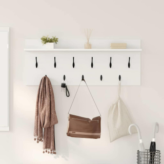 věšák, nástěnný, 1 prkno, háčky, kompozitní dřevo, 40x100x12 cm, bílá, TK20260019