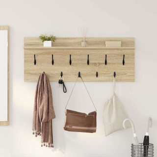 věšák, nástěnný, 1 prkno, háčky, kompozitní dřevo, 40x100x12 cm, dub sonoma, TK20260019
