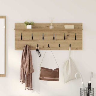 věšák, nástěnný, 1 prkno, háčky, kompozitní dřevo, 40x100x12 cm, dub artisan, TK20260019