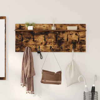 věšák, nástěnný, 1 prkno, háčky, kompozitní dřevo, 40x100x12 cm, kouřový dub, TK20260019