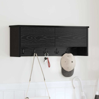 věšák, nástěnný, s dvířky, háčky, kompozitní dřevo, 30x80x20 cm, černý dub, TK20260024