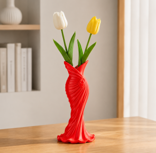 váza, styl půvab, plast, 12x4x4 cm, červená, VD0260021