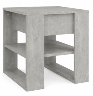 konfereční stolek, s odkládací policí, dřevo, 56x54x46 cm, betonová šedá, KS20260004