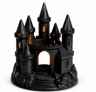 svícen, gotický styl, plast, 11x7x7 cm, černá, SD20260008